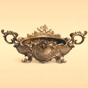 Antique Cast BRONZE Fernery Base Rococo Style Jardiniere with feet. Very heavy